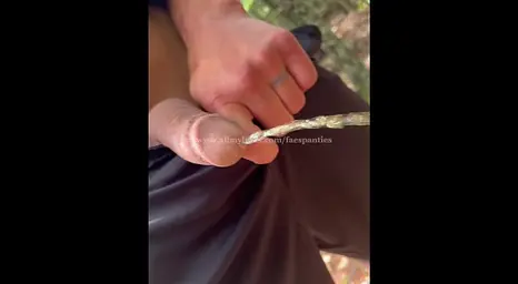 Wolfblazer's solo venture: Hairy man pissing in public & getting a warm facial cumshot